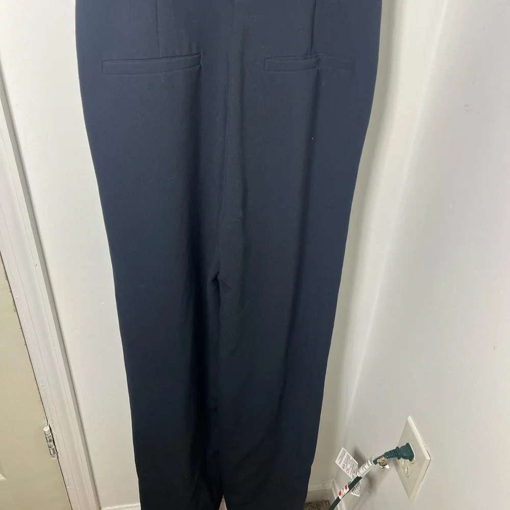 Maeve by Anthropologie Navy Wide Leg Jumpsuit Size 10 Sleeveless Button Front - Picture 8 of 9